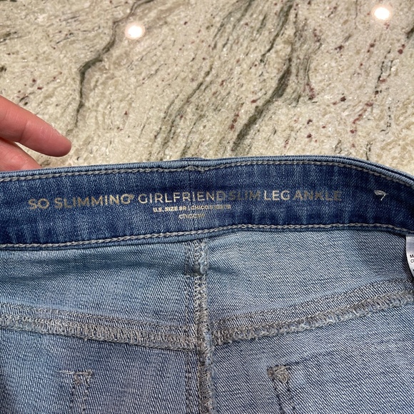 Chico's Jeans So Slimming Girlfriend Slim Leg Ankle Blue Patchwork - Picture 9 of 15